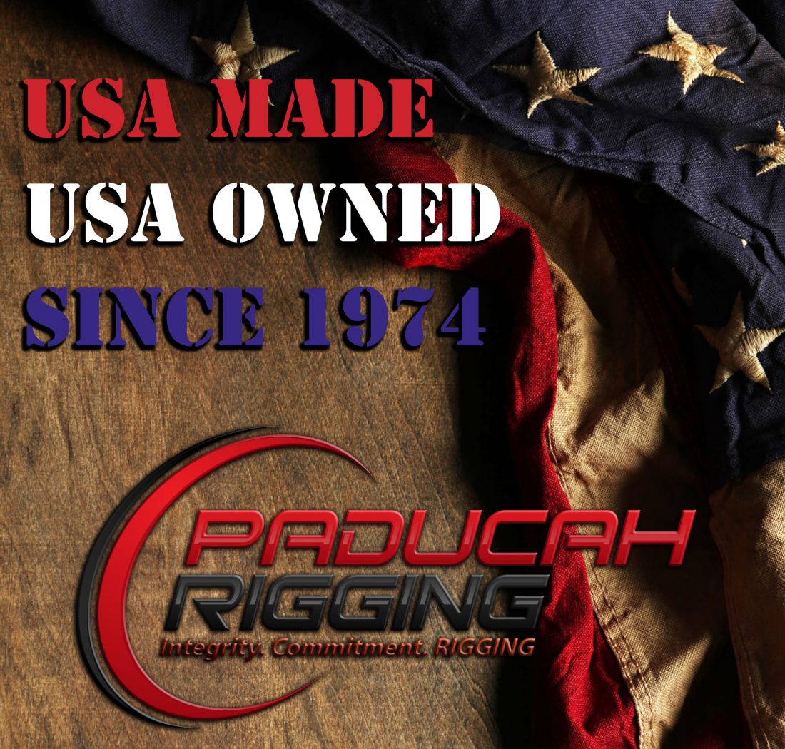 Paducah Rigging Made in the USA image featuring a weathered American flag